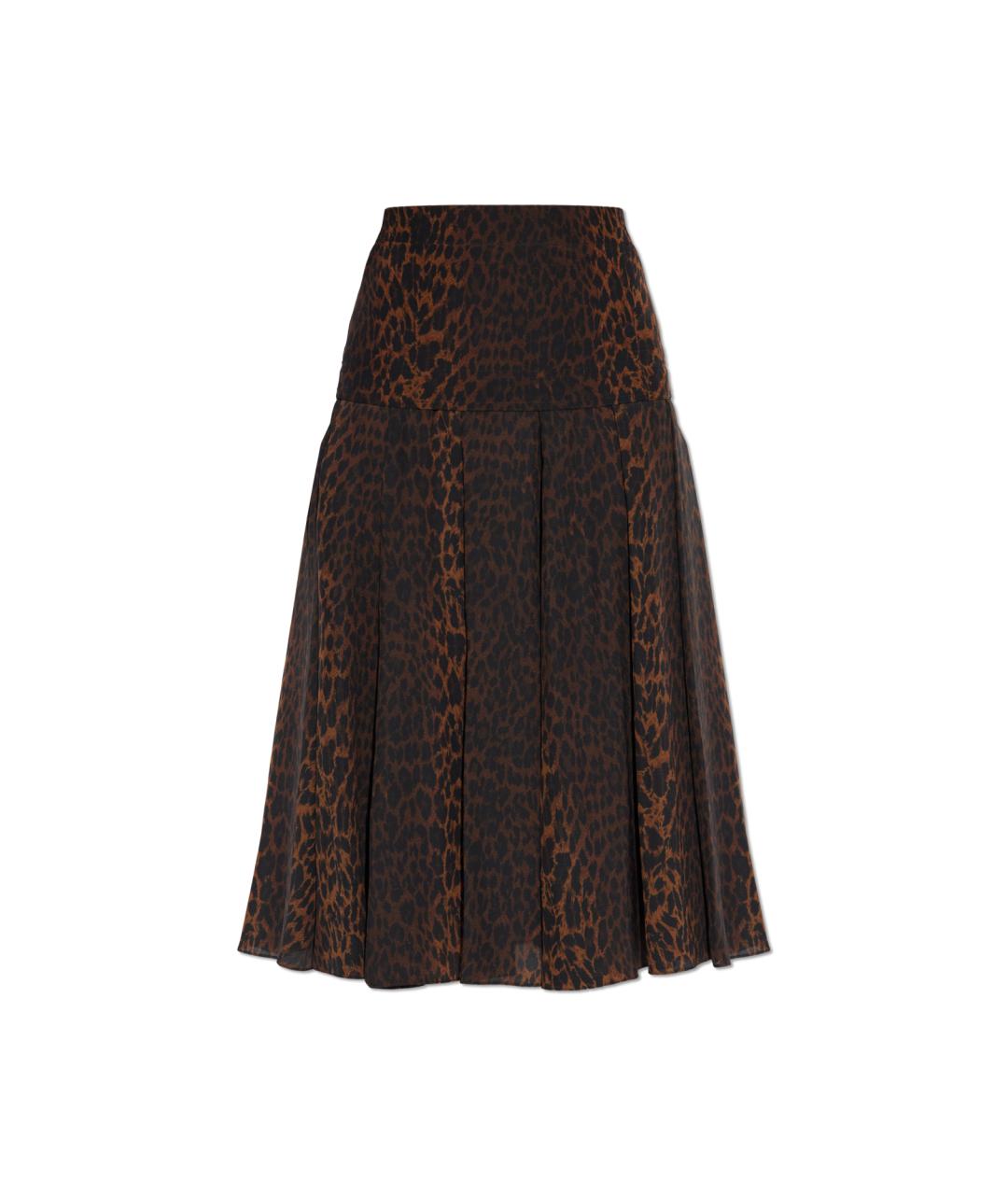 BALENCIAGA Коричневая шелковая юбка миди, фото 1