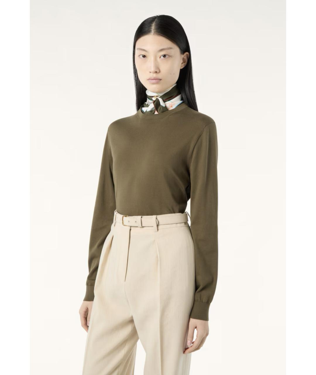 LORO PIANA Зеленый хлопковый джемпер / свитер, фото 4