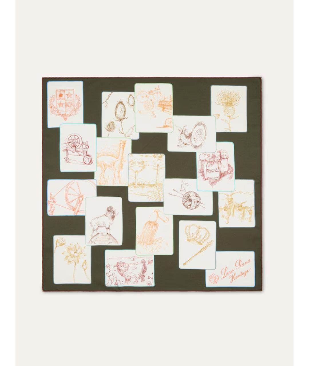 LORO PIANA Зеленый шелковый платок, фото 4