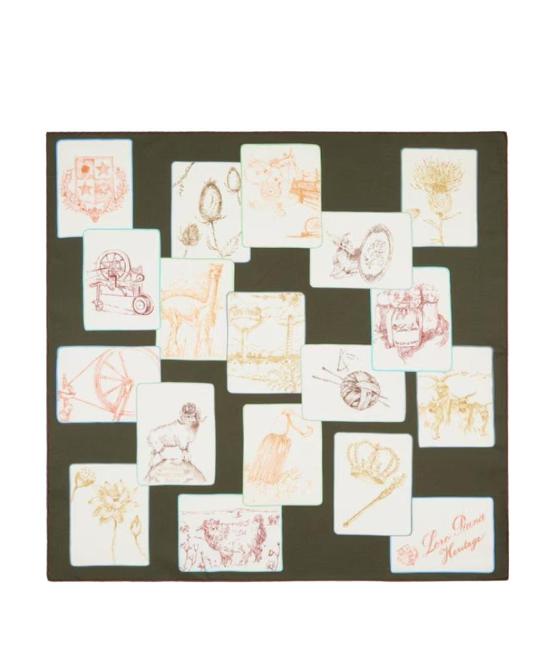 LORO PIANA Зеленый шелковый платок, фото 1