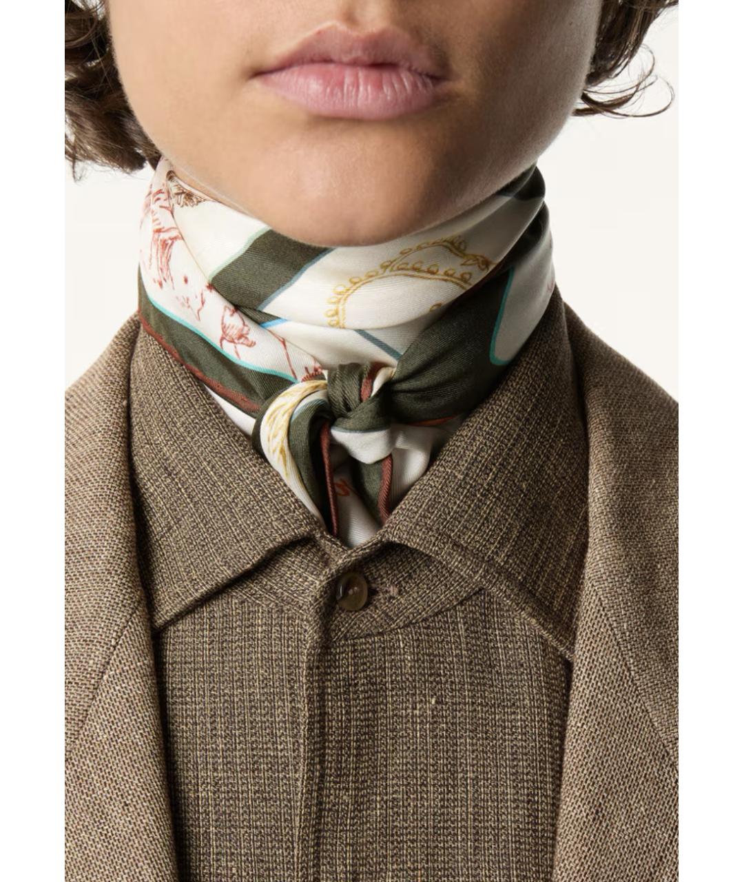 LORO PIANA Зеленый шелковый платок, фото 3