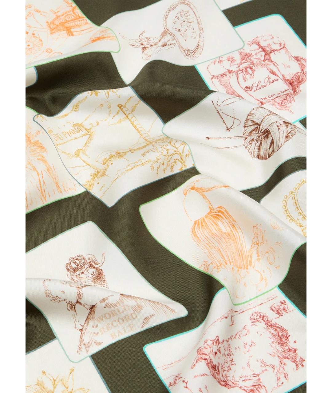 LORO PIANA Зеленый шелковый платок, фото 2