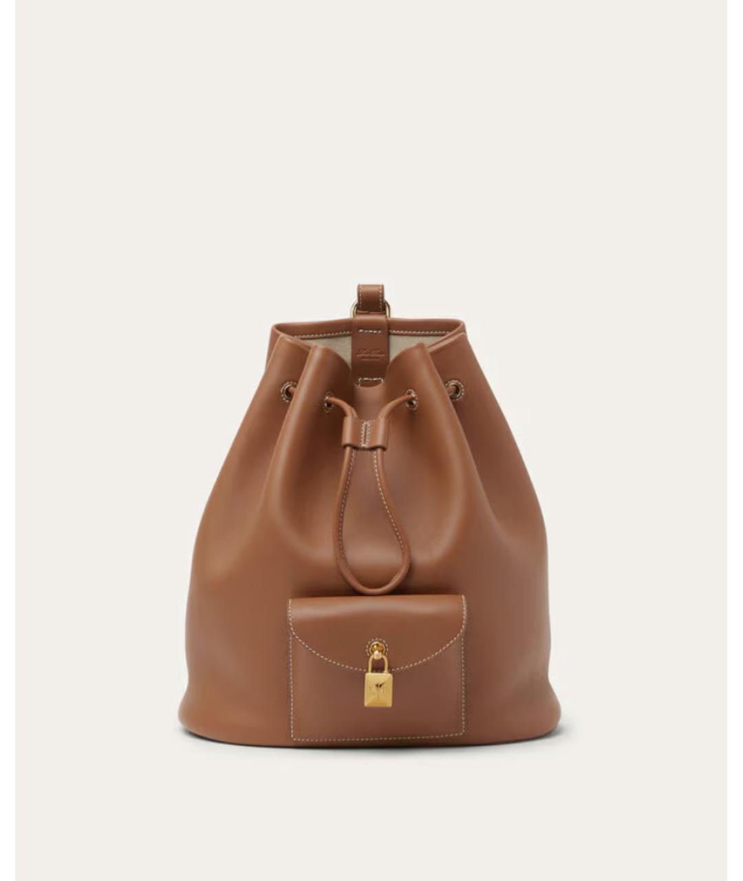 LORO PIANA Коричневый кожаный рюкзак, фото 6