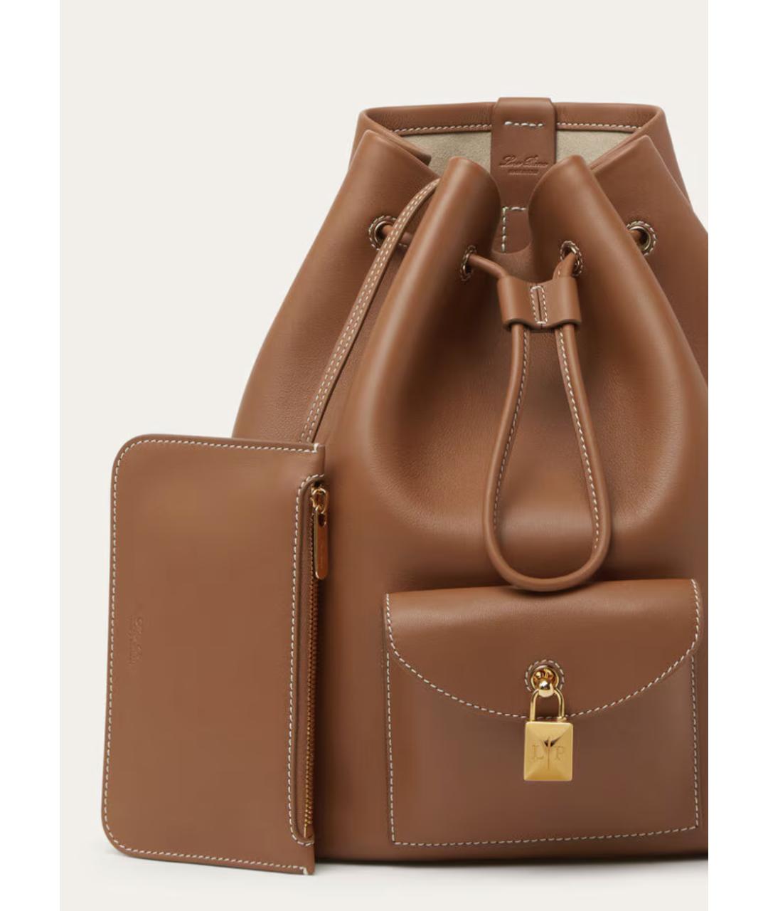 LORO PIANA Коричневый кожаный рюкзак, фото 3