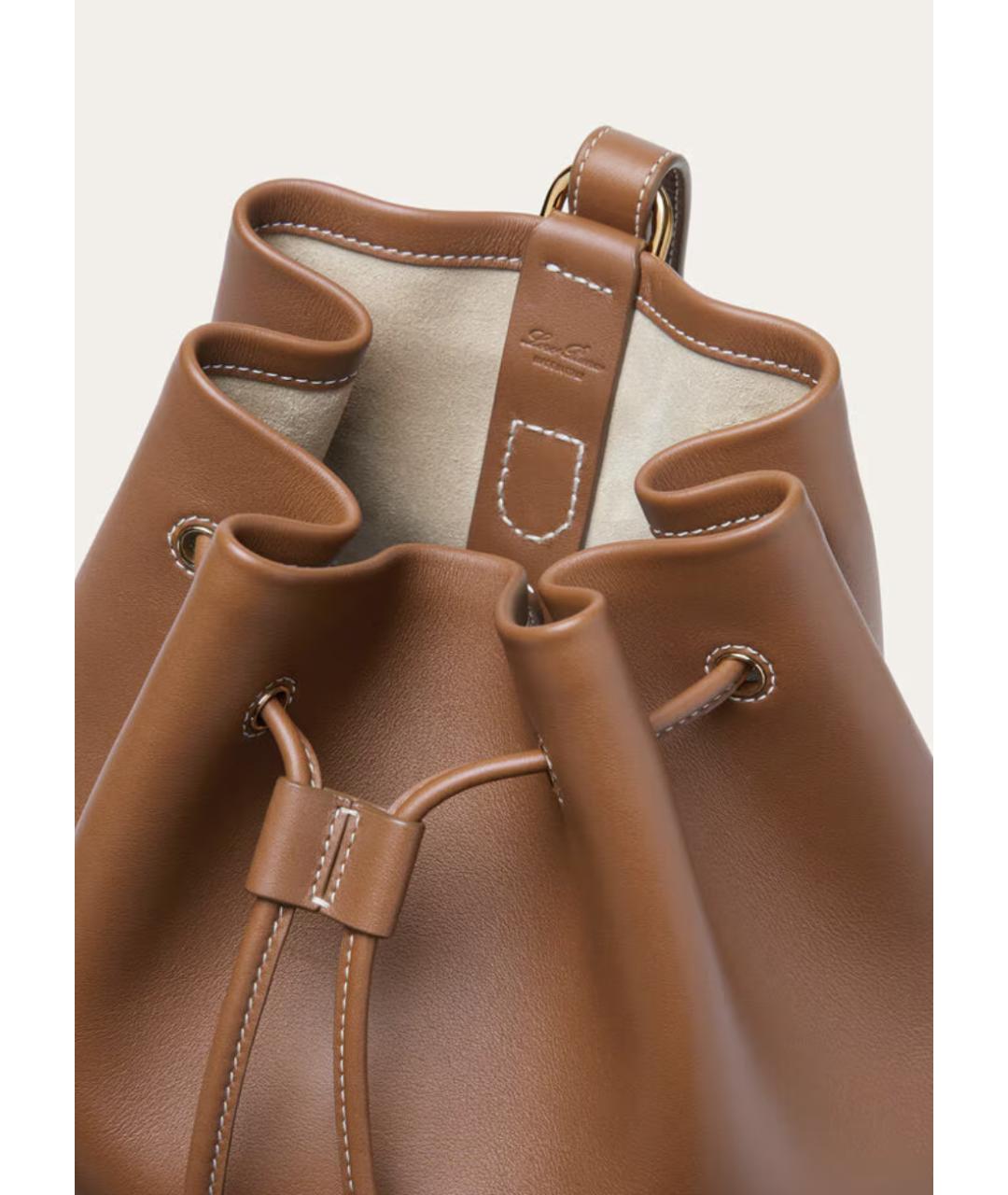 LORO PIANA Коричневый кожаный рюкзак, фото 5