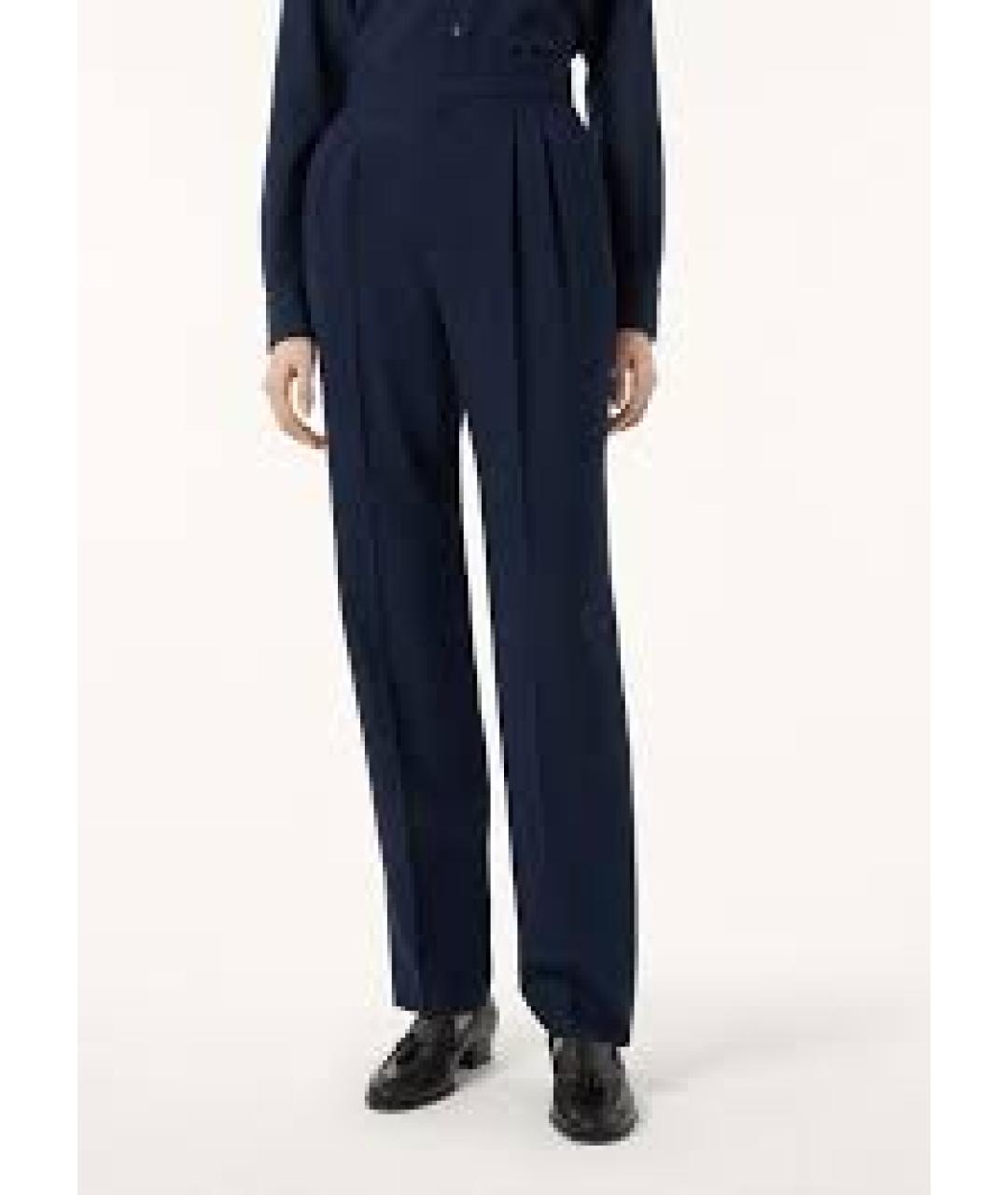 LORO PIANA Синие шерстяные прямые брюки, фото 2