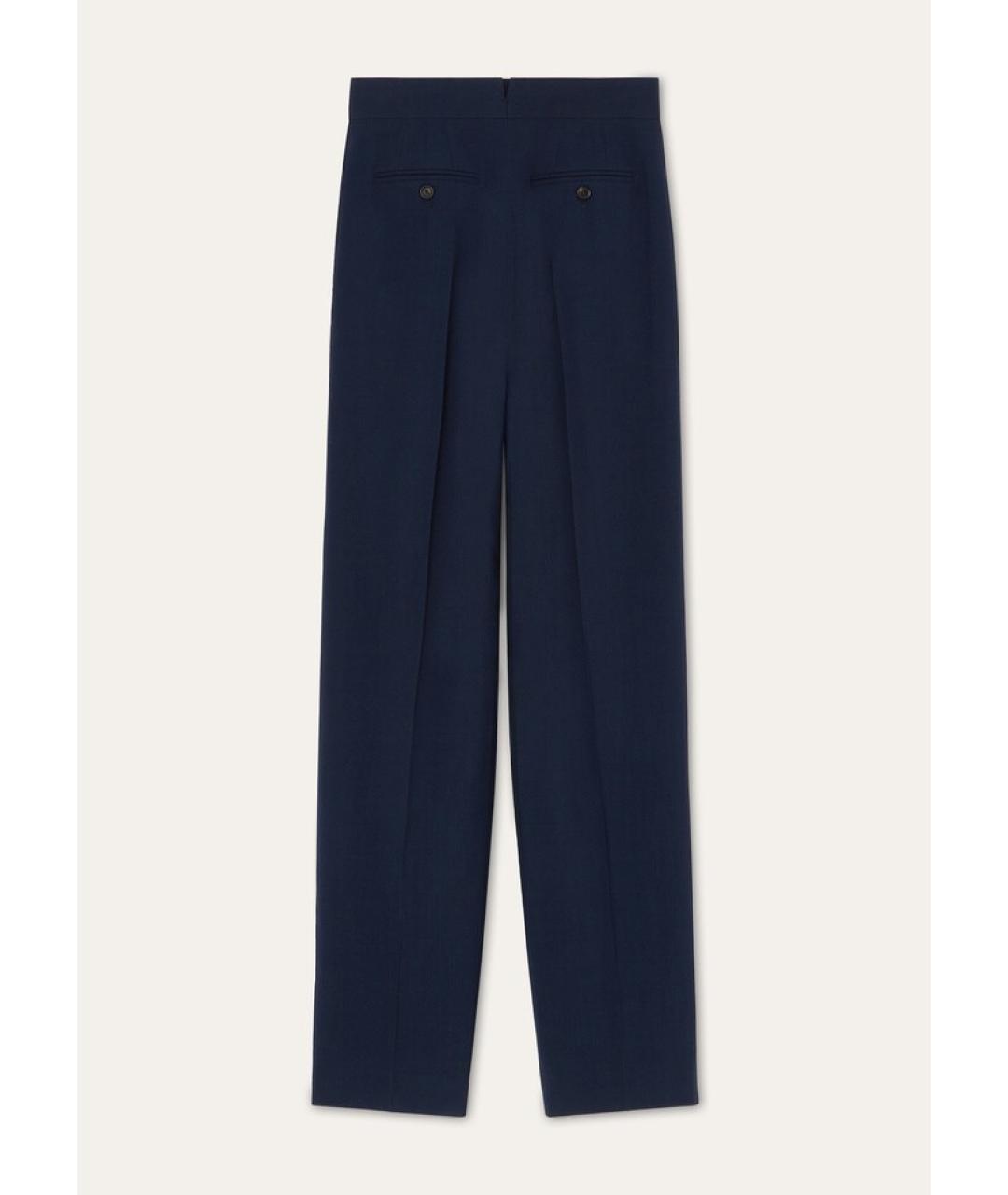 LORO PIANA Синие шерстяные прямые брюки, фото 5