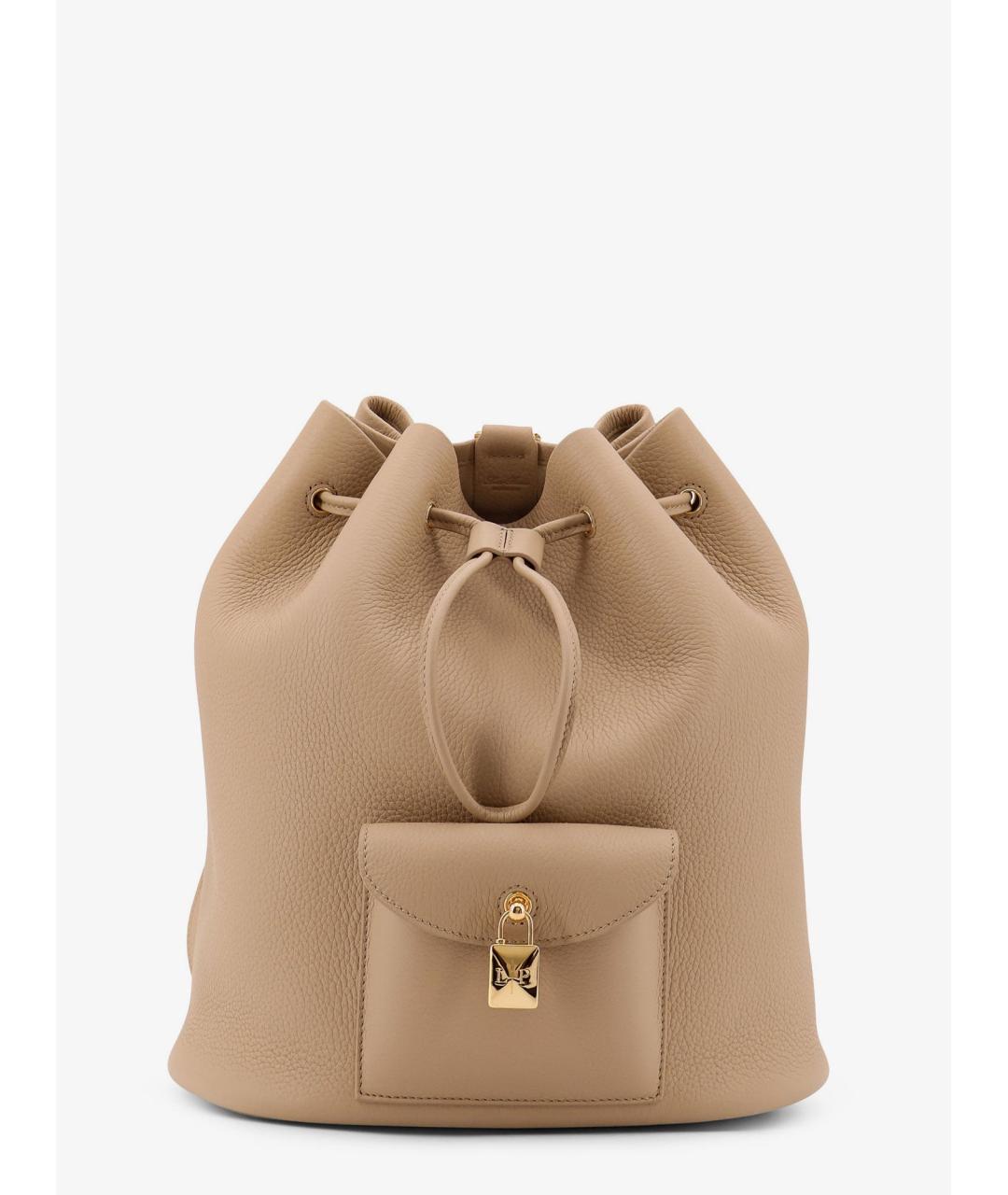 LORO PIANA Бежевый кожаный рюкзак, фото 5