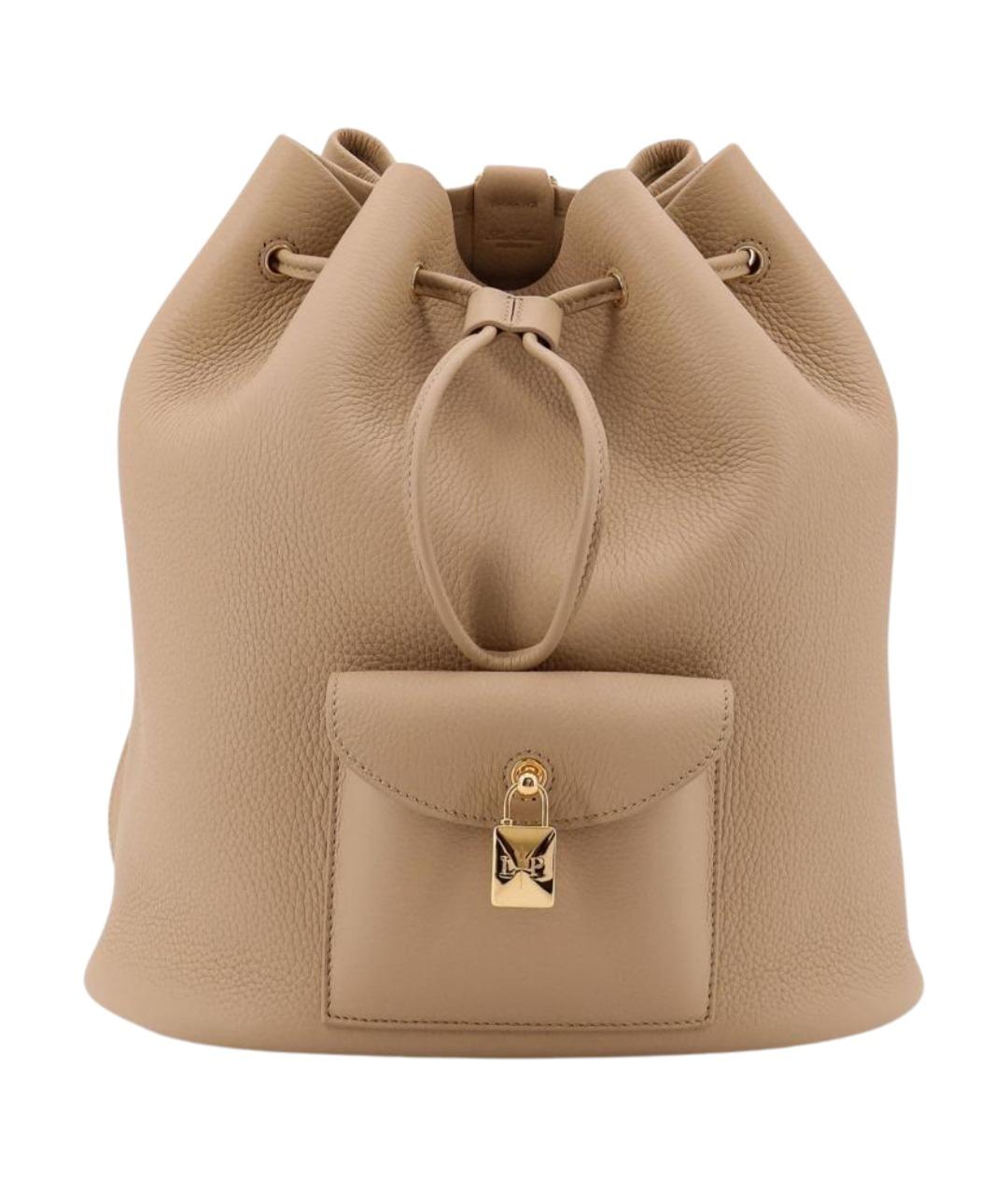 LORO PIANA Бежевый кожаный рюкзак, фото 1