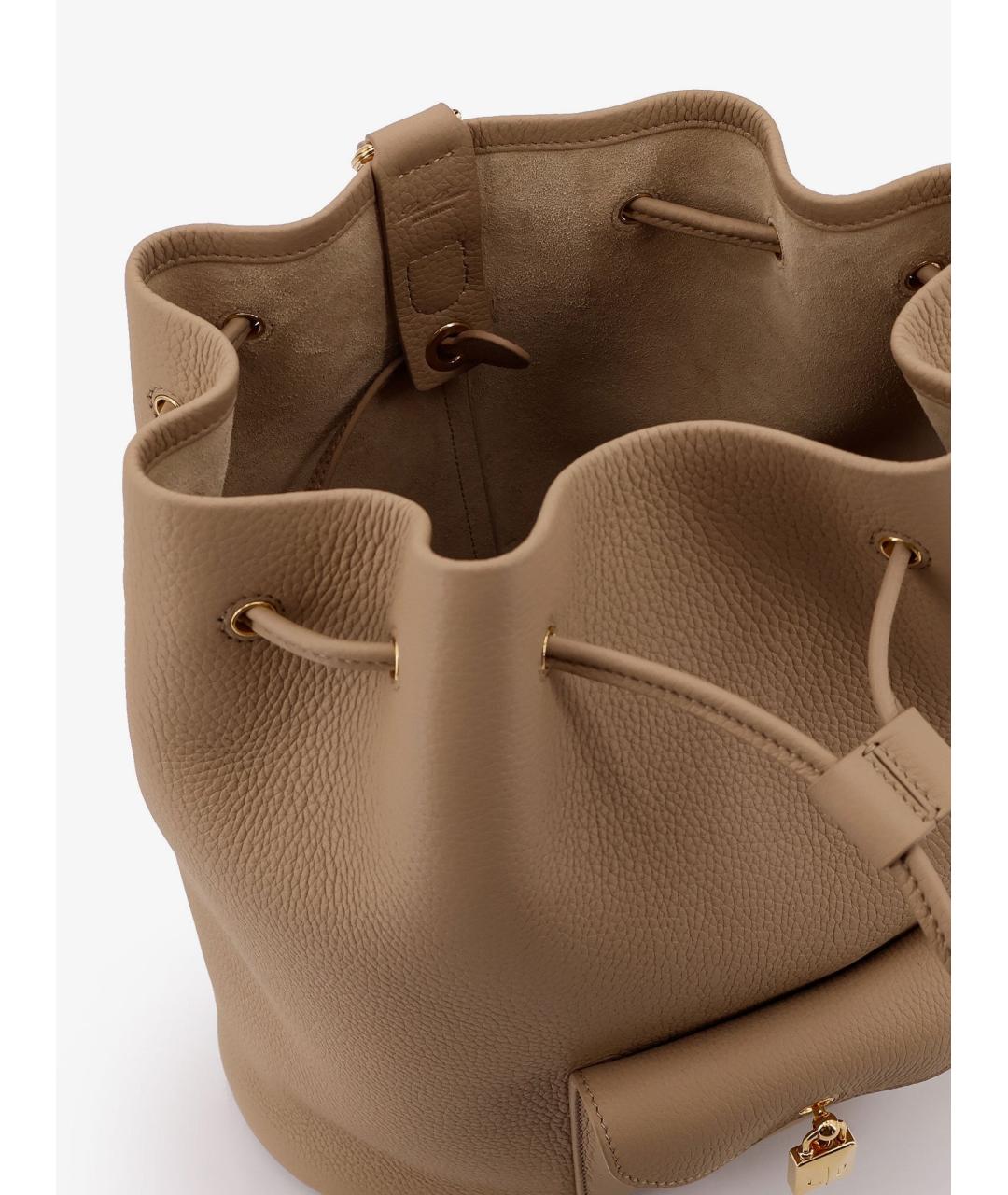 LORO PIANA Бежевый кожаный рюкзак, фото 2