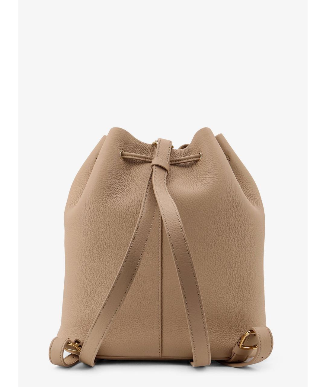 LORO PIANA Бежевый кожаный рюкзак, фото 4