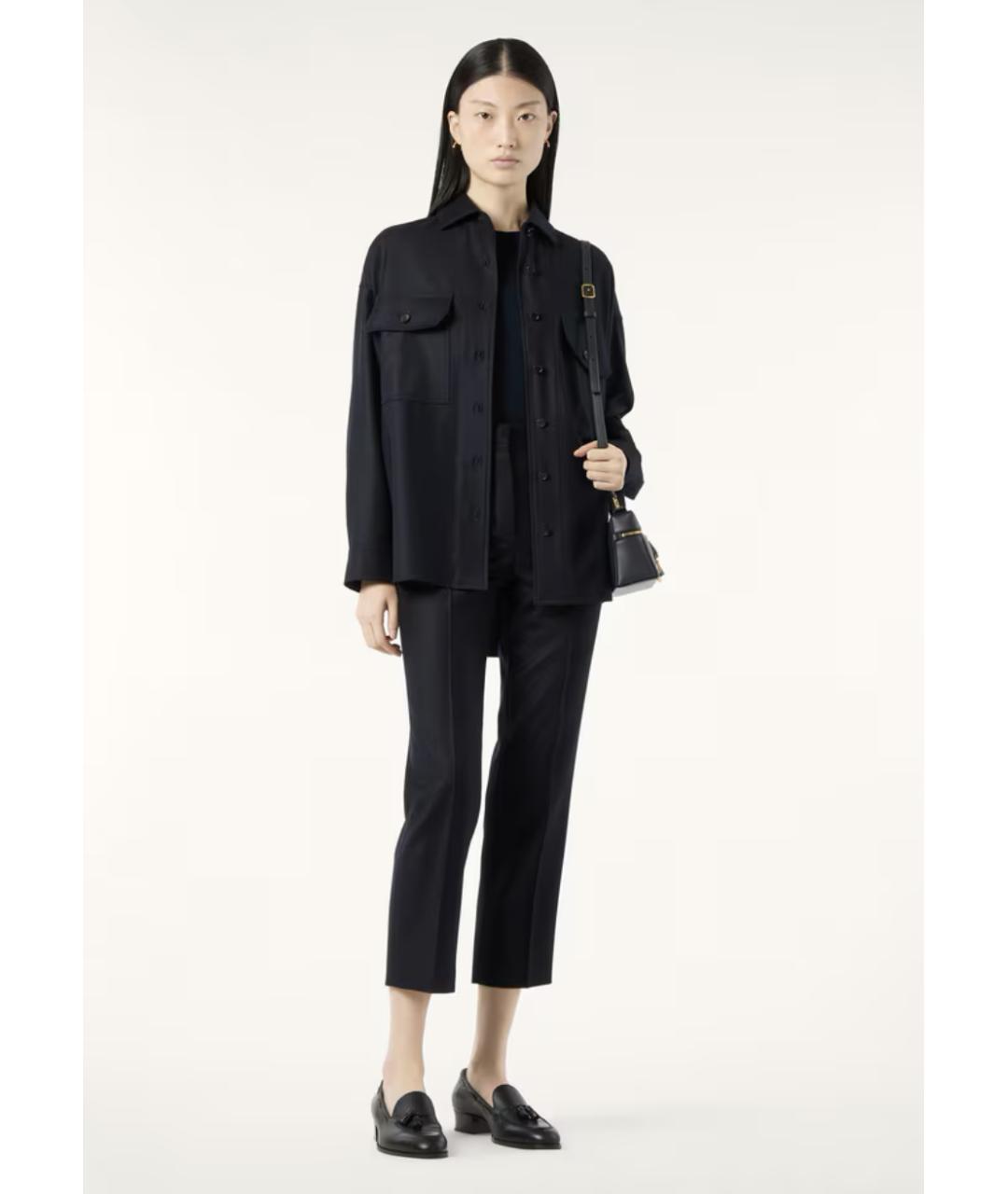 LORO PIANA Темно-синие шерстяные прямые брюки, фото 2