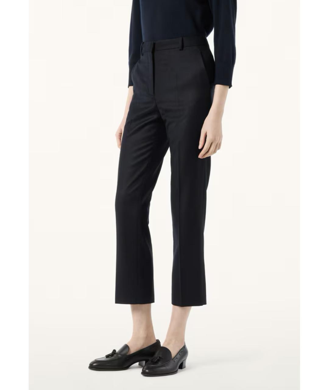 LORO PIANA Темно-синие шерстяные прямые брюки, фото 3