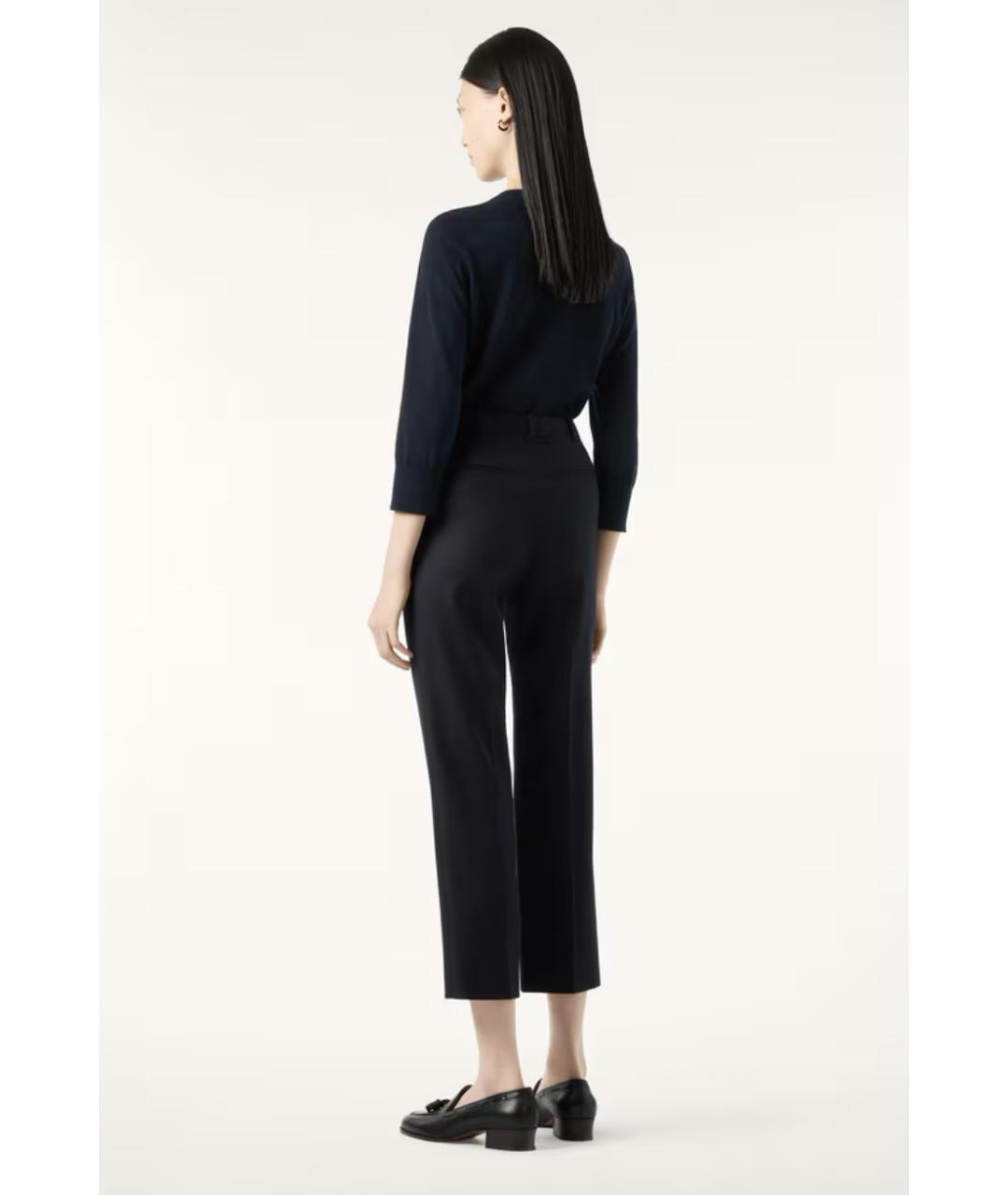 LORO PIANA Темно-синие шерстяные прямые брюки, фото 4