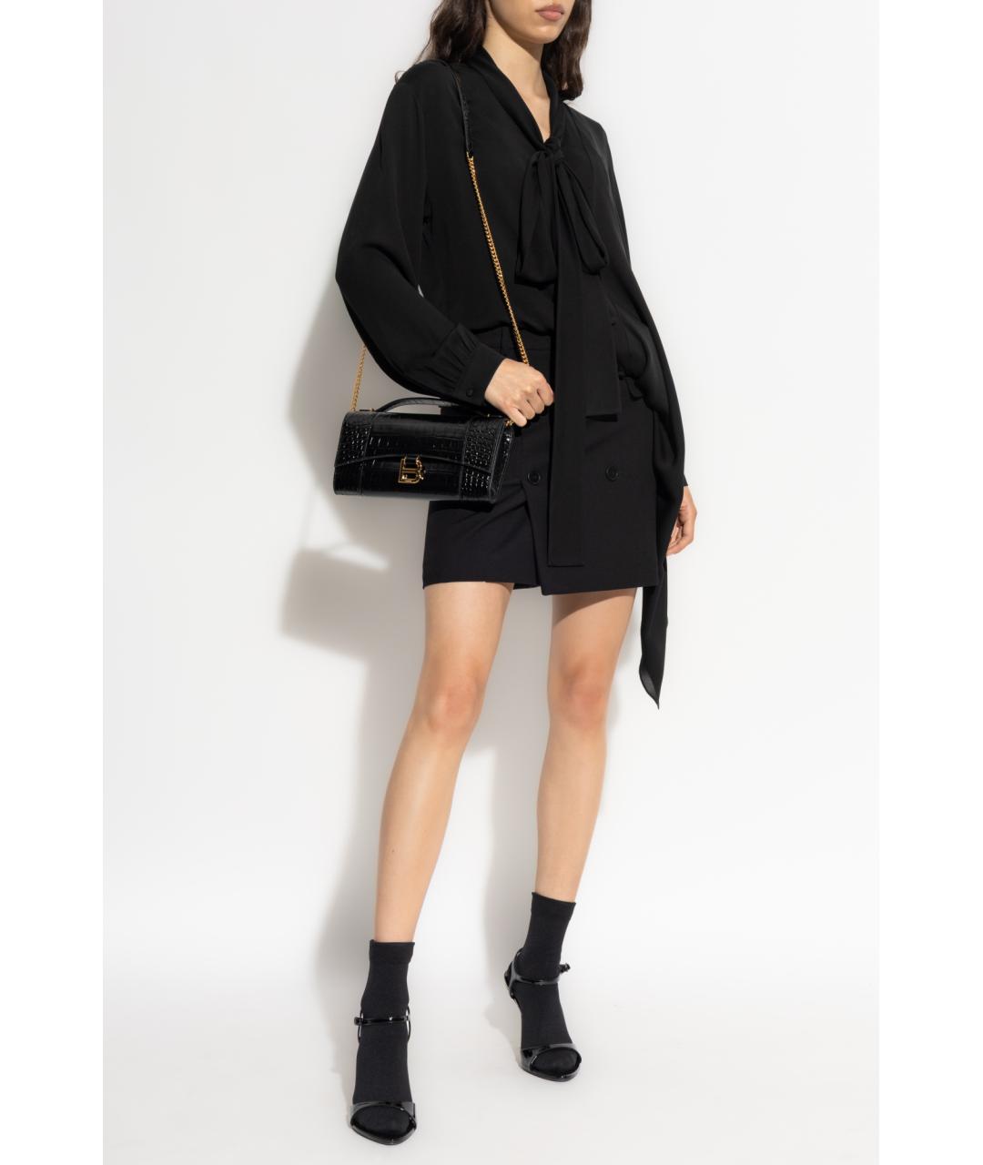 BALENCIAGA Черная шелковая блузы, фото 2