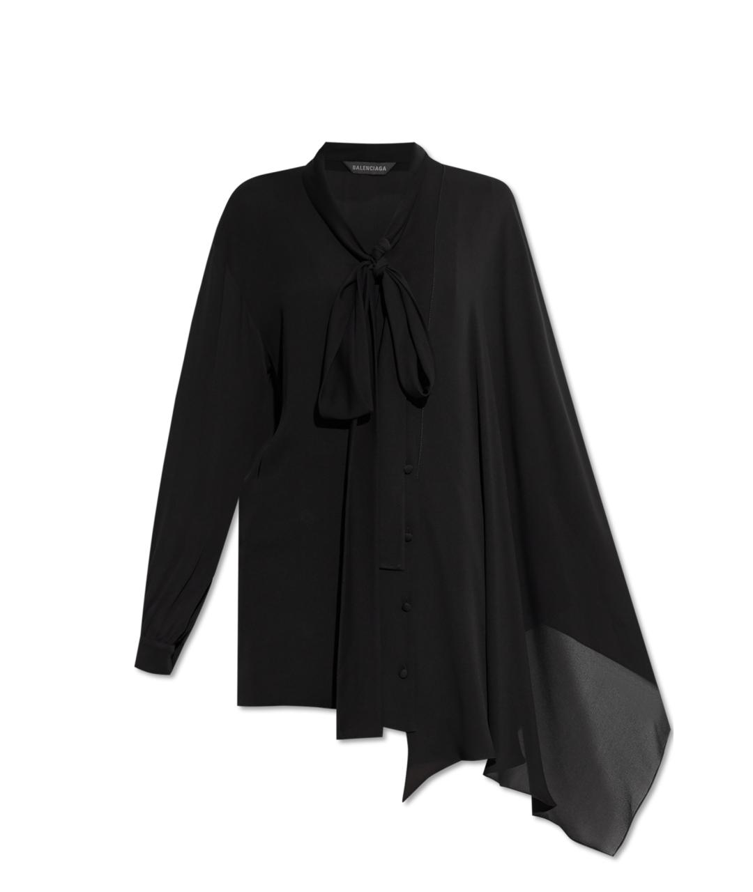 BALENCIAGA Черная шелковая блузы, фото 1
