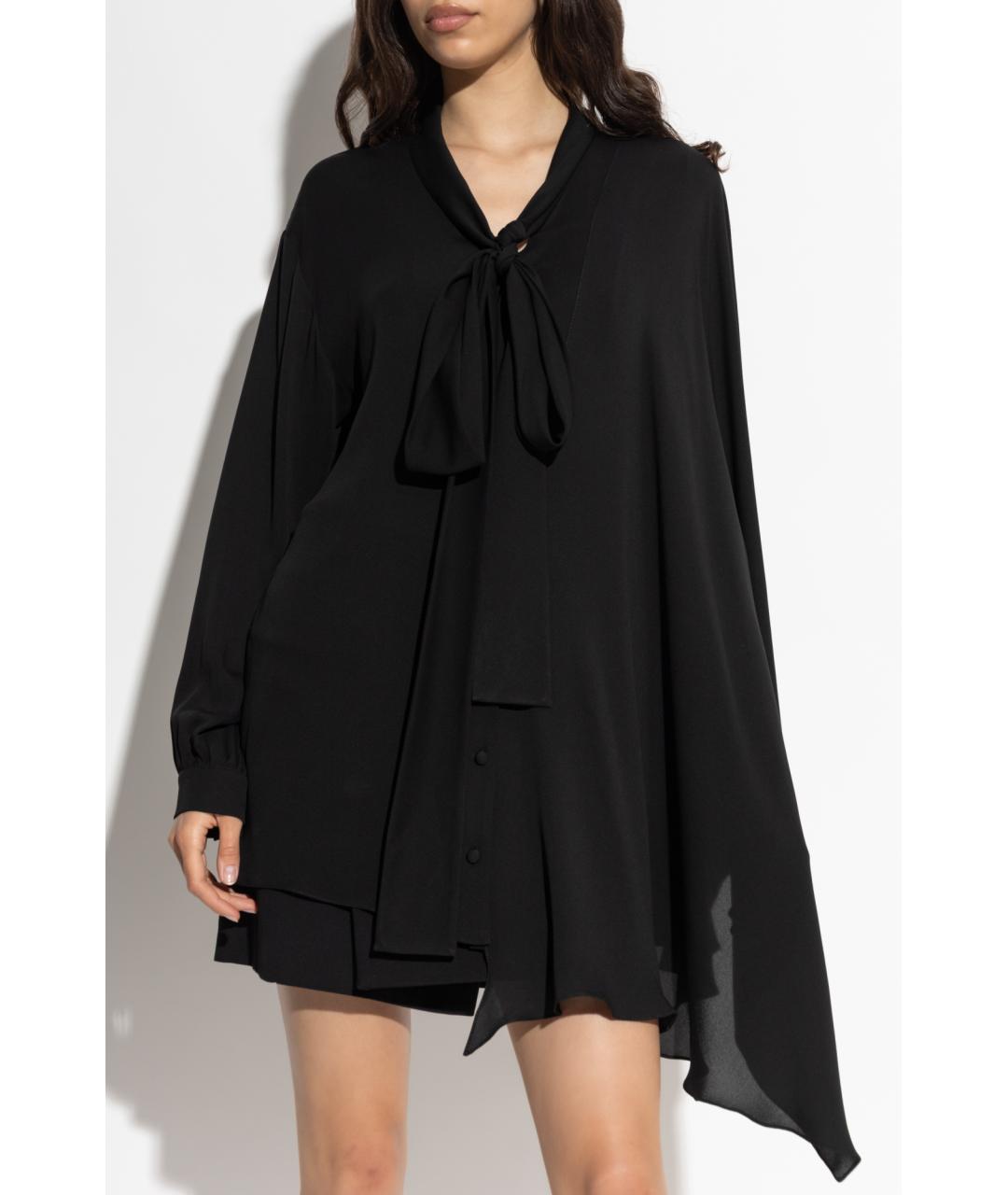 BALENCIAGA Черная шелковая блузы, фото 3