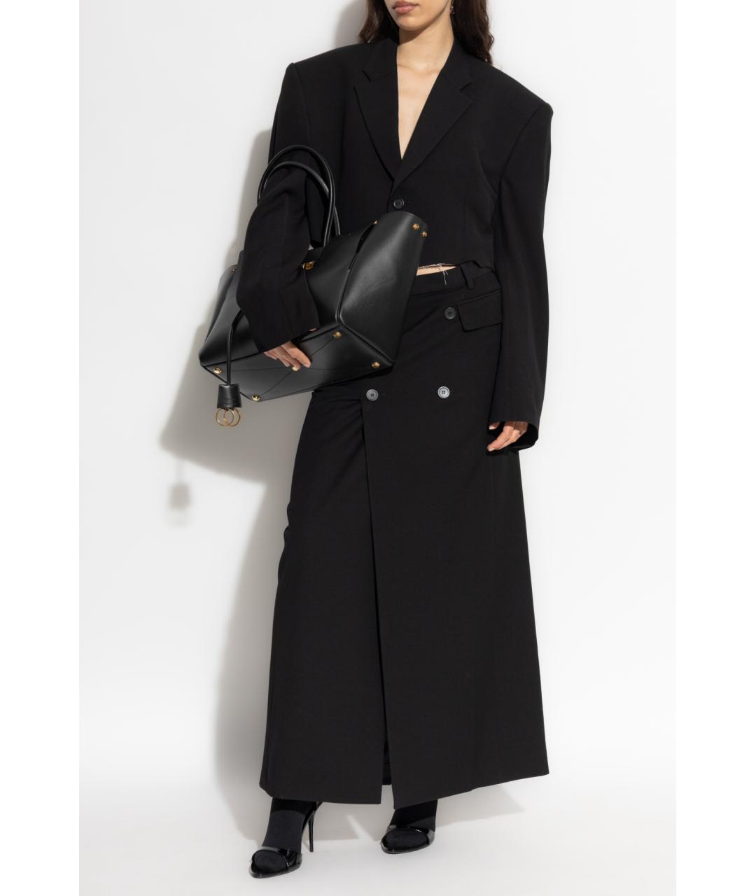 BALENCIAGA Черная вискозная юбка миди, фото 2