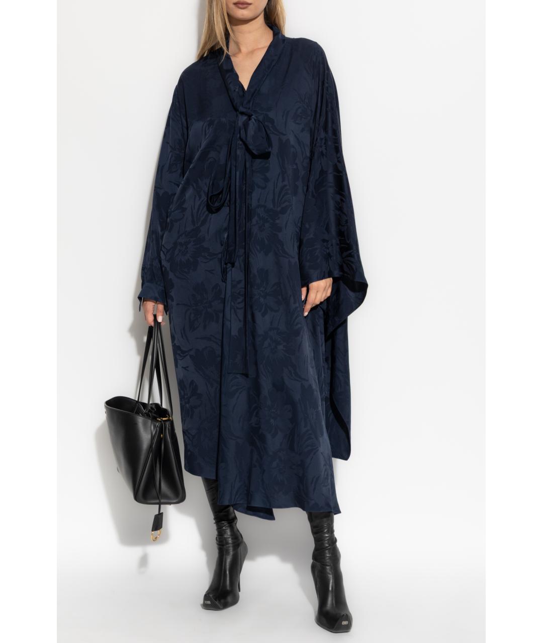 BALENCIAGA Синее вискозное платье, фото 2