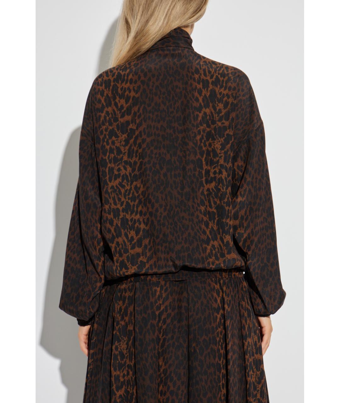 BALENCIAGA Коричневая шелковая блузы, фото 4