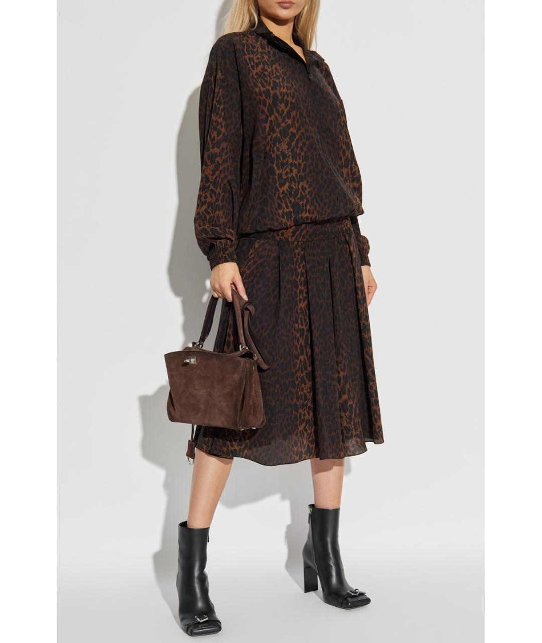 BALENCIAGA Коричневая шелковая блузы, фото 2