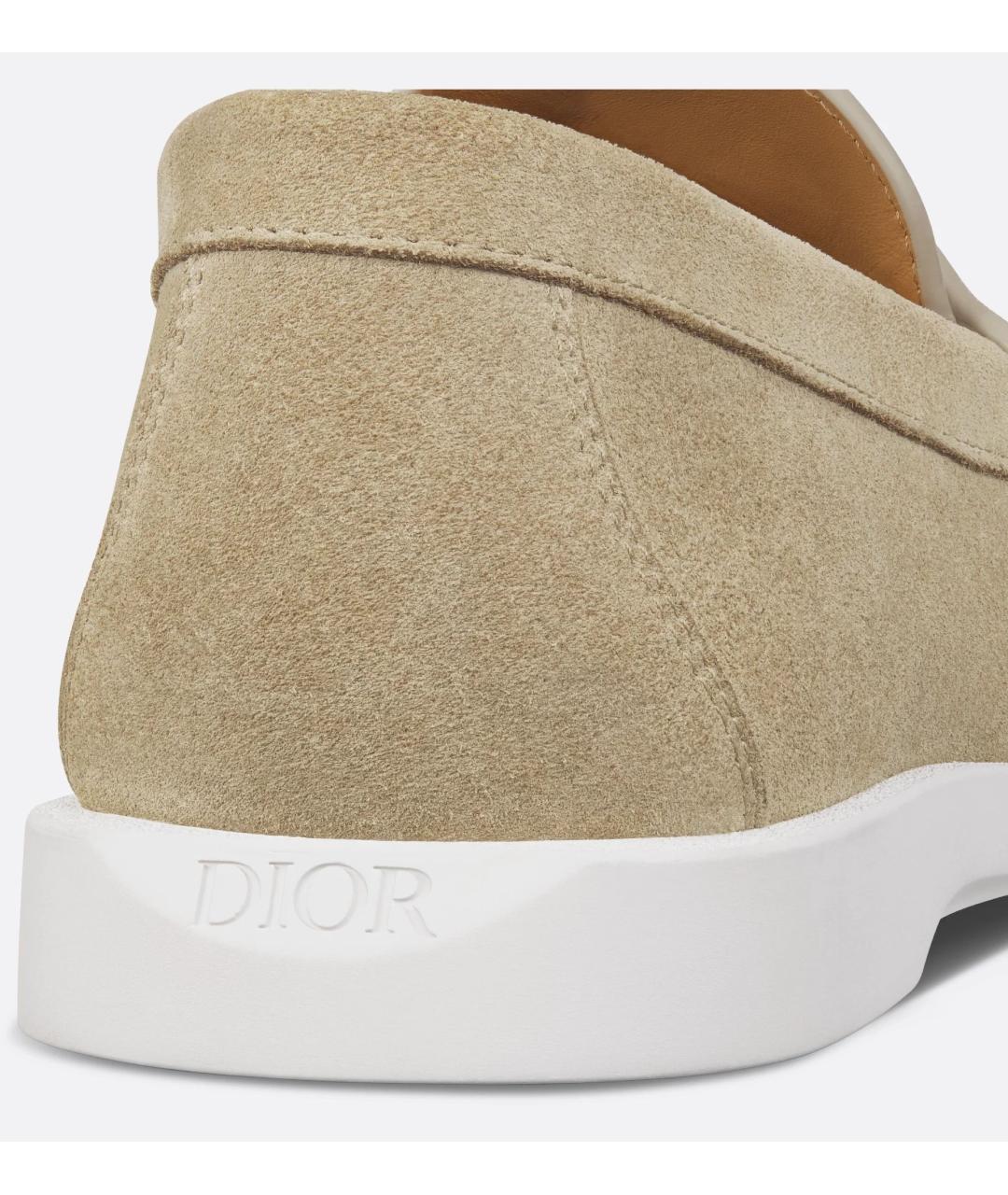 CHRISTIAN DIOR Бежевые замшевые лоферы, фото 4