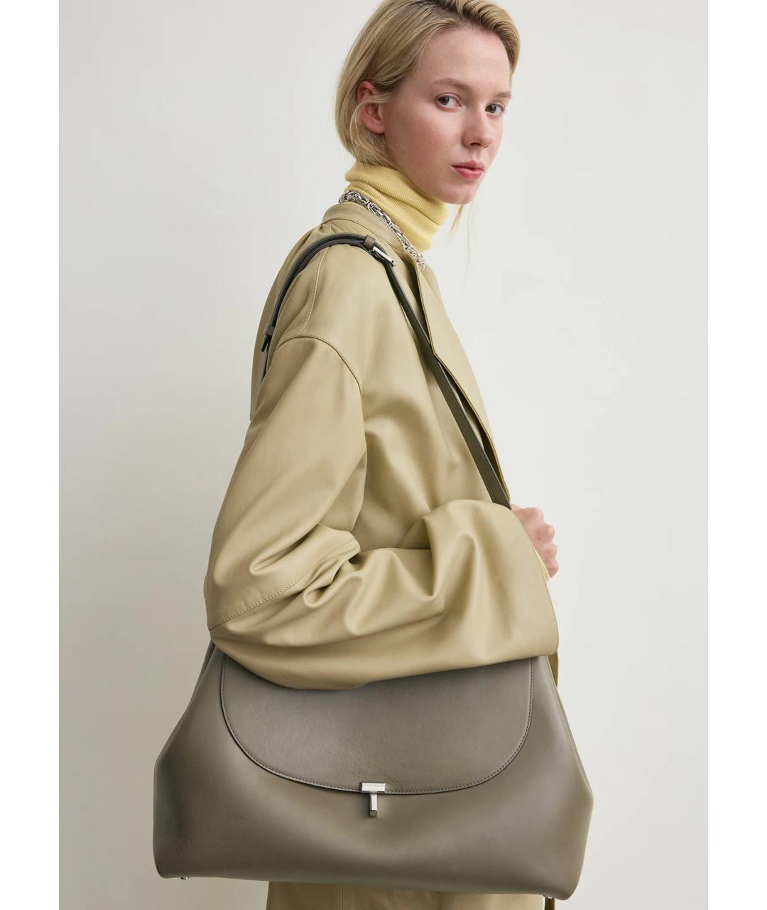 TOTEME Хаки кожаная сумка через плечо, фото 4