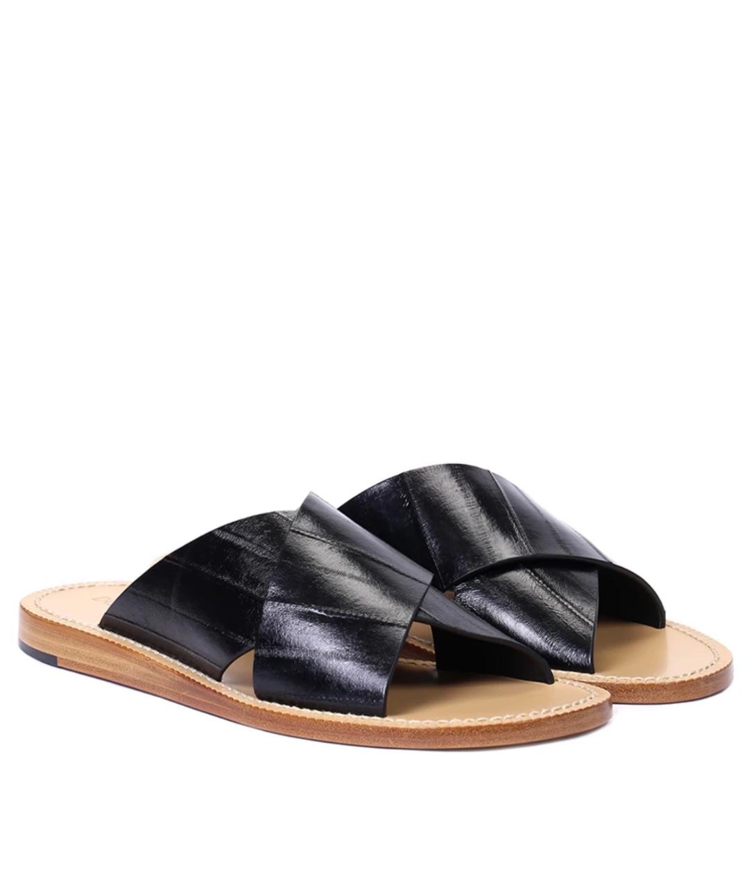 DOLCE&GABBANA Черные кожаные шлепанцы, фото 2