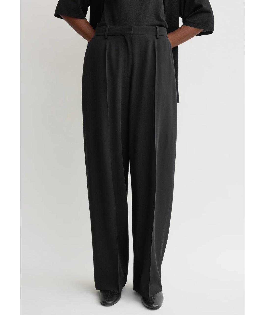 TOTEME Черные шерстяные прямые брюки, фото 5