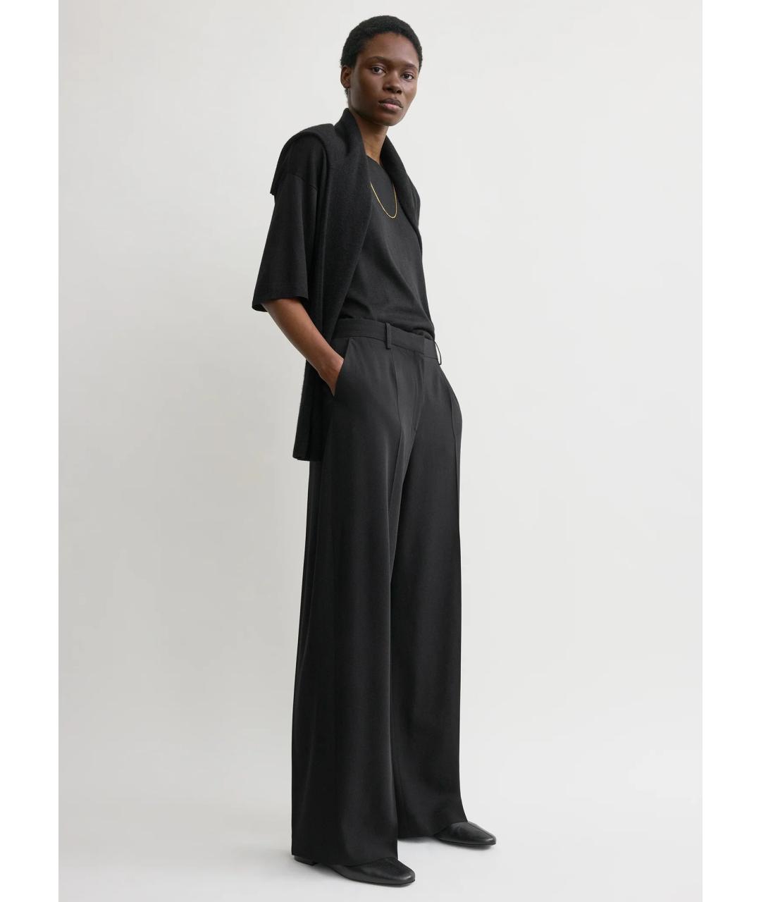 TOTEME Черные шерстяные прямые брюки, фото 2