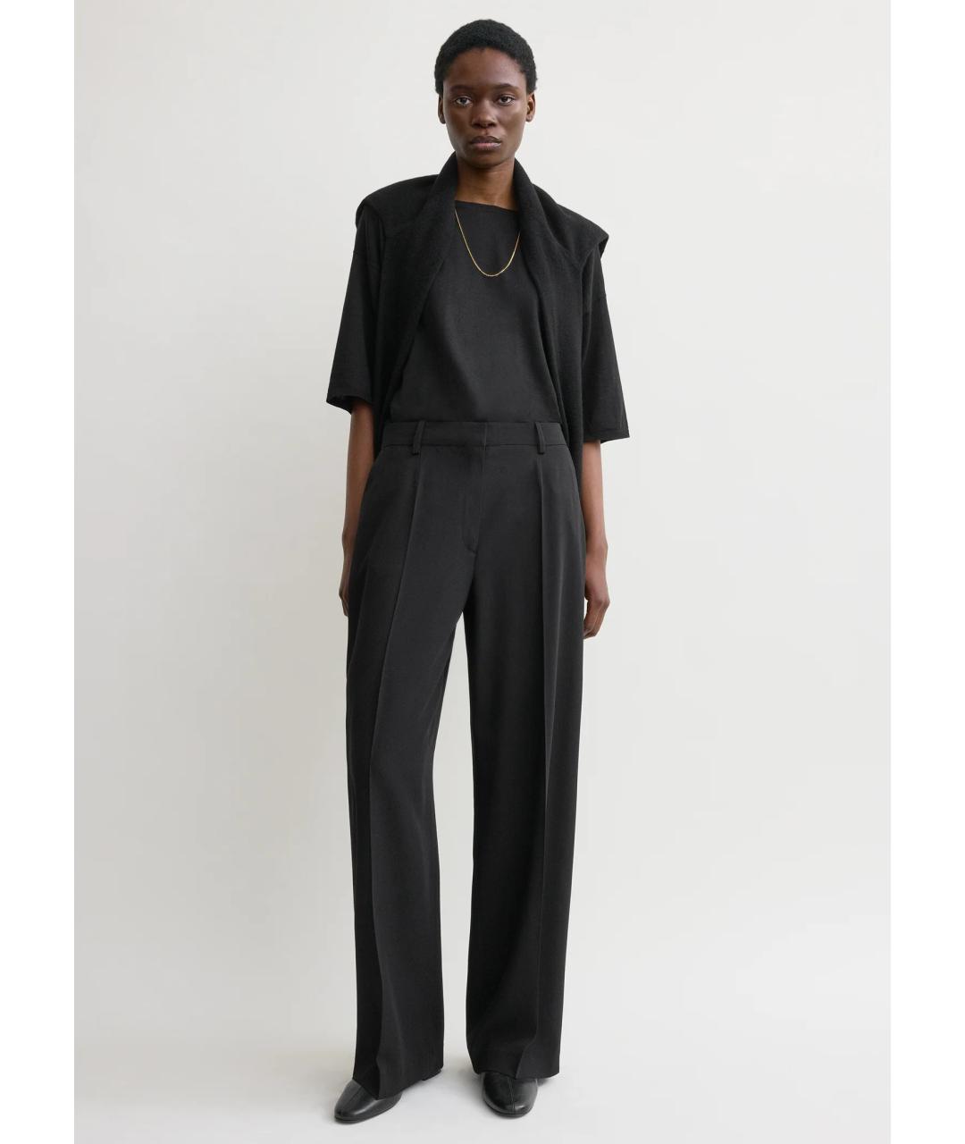 TOTEME Черные шерстяные прямые брюки, фото 3