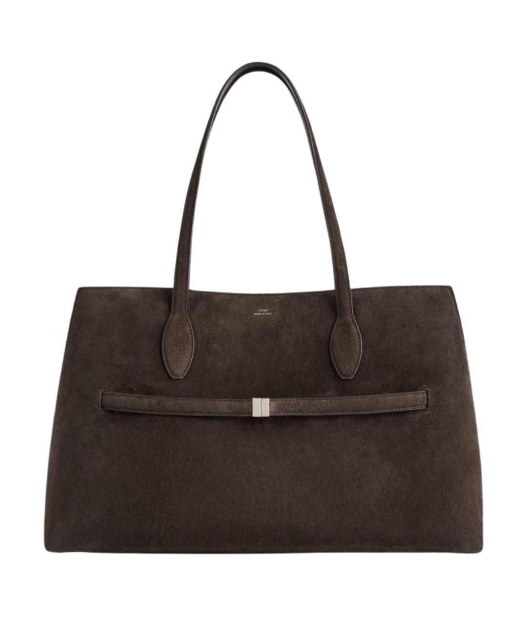 TOTEME Коричневая замшевая сумка тоут, фото 1