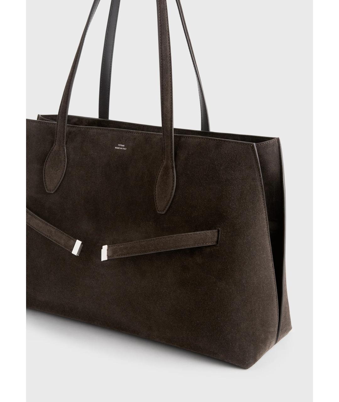 TOTEME Коричневая замшевая сумка тоут, фото 6
