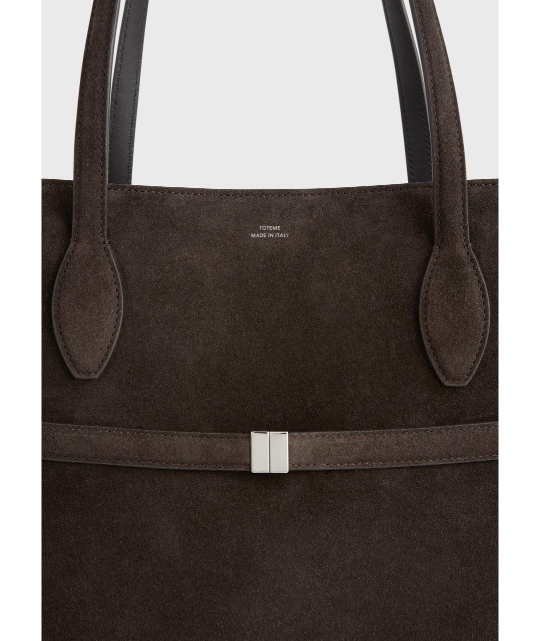 TOTEME Коричневая замшевая сумка тоут, фото 5