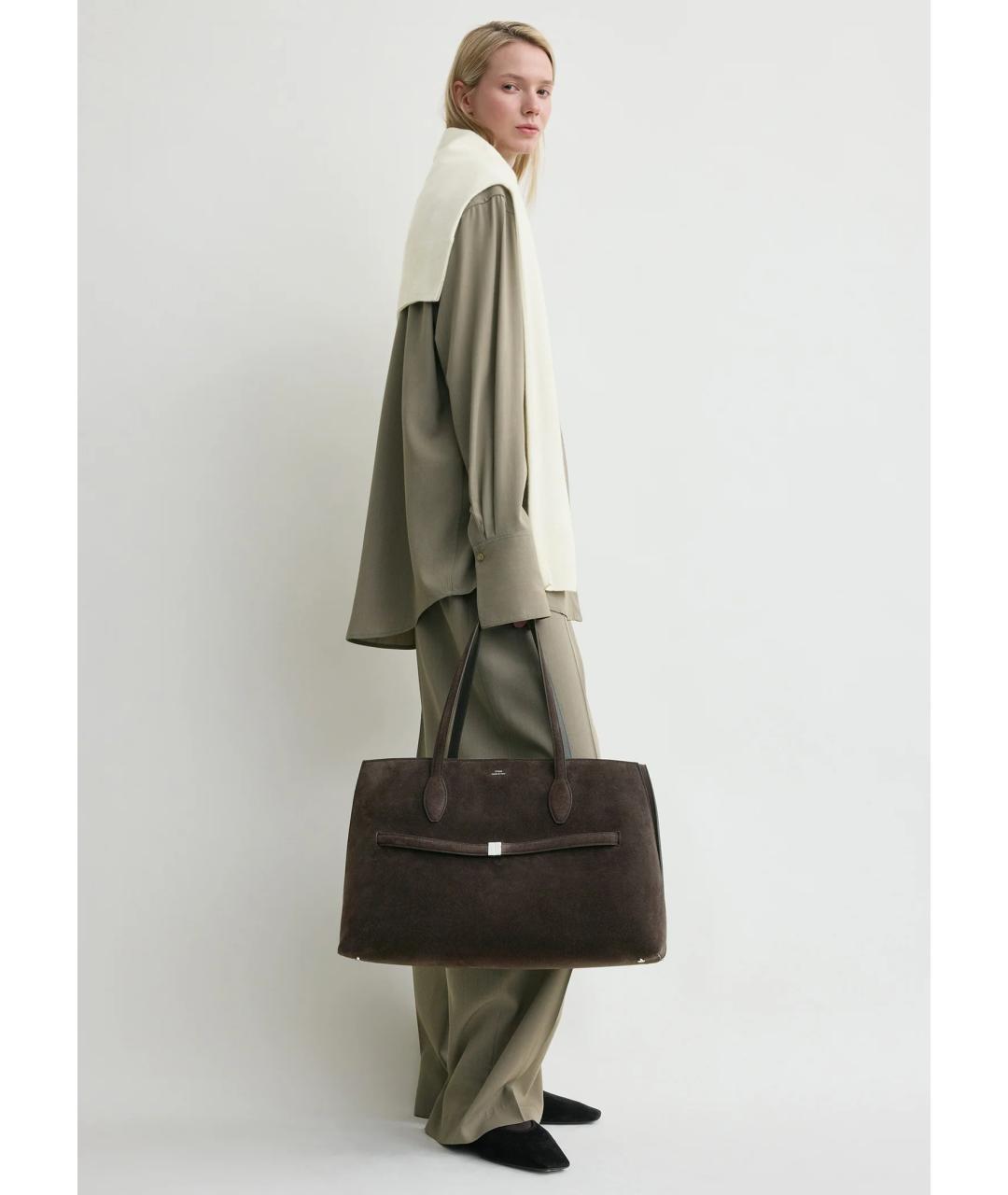 TOTEME Коричневая замшевая сумка тоут, фото 2