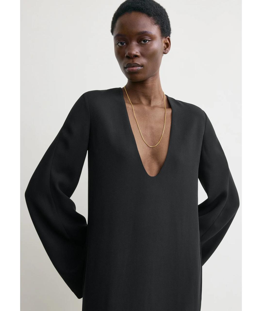 TOTEME Черное вискозное повседневное платье, фото 5