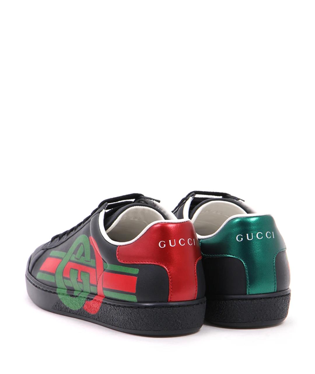 GUCCI Черные кожаные низкие кроссовки / кеды, фото 4