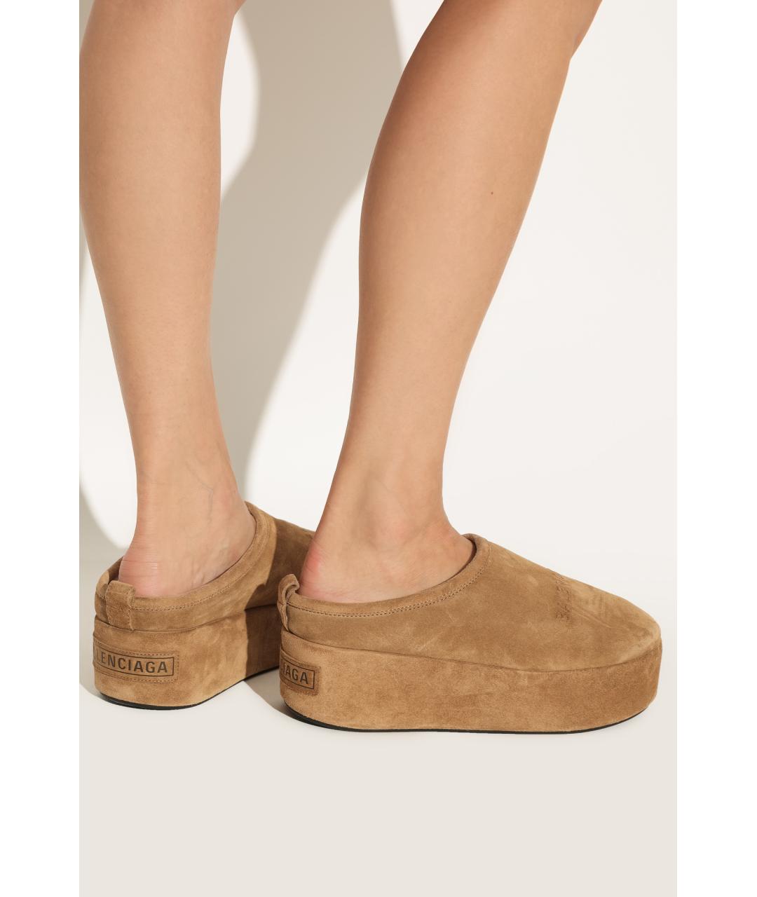 BALENCIAGA Коричневые синтетические мюли, фото 2