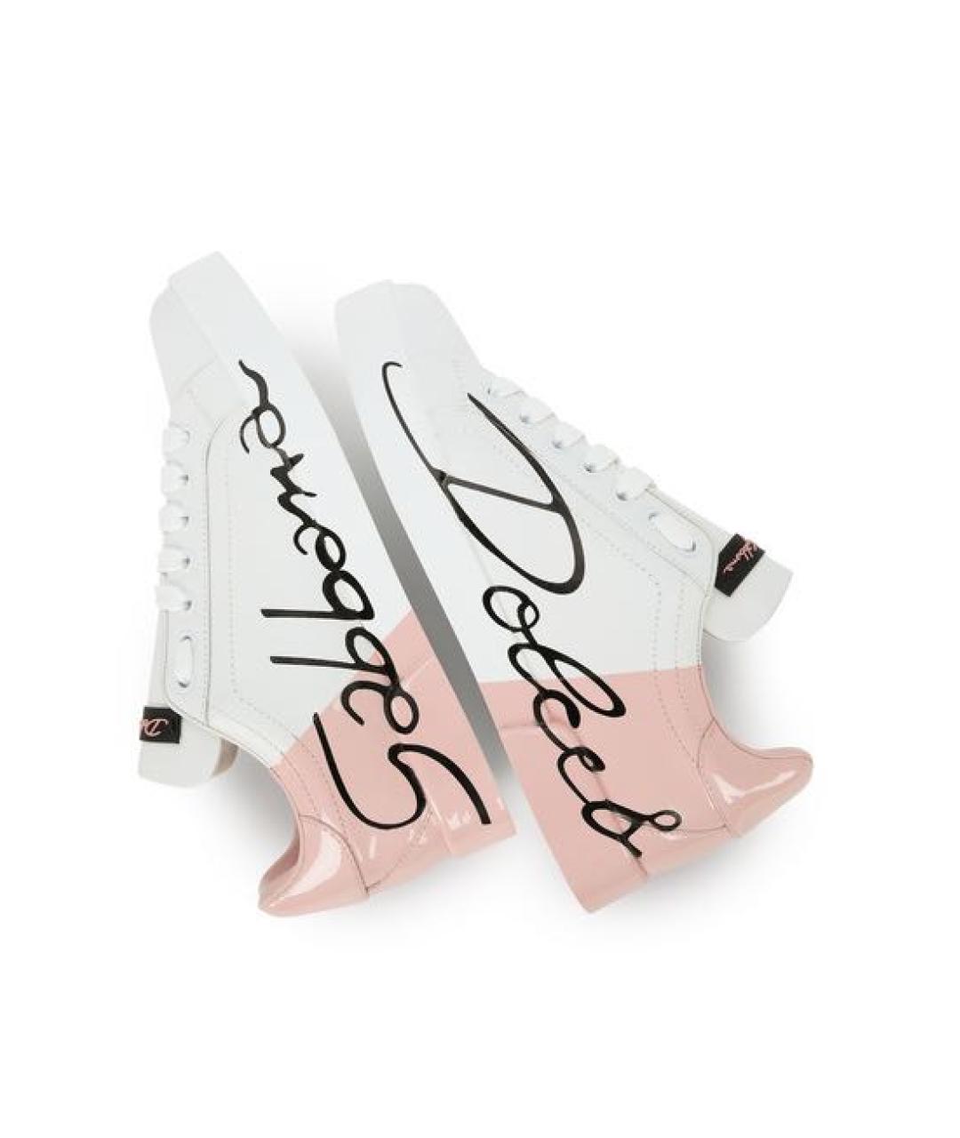 DOLCE&GABBANA Белые кожаные кеды, фото 3