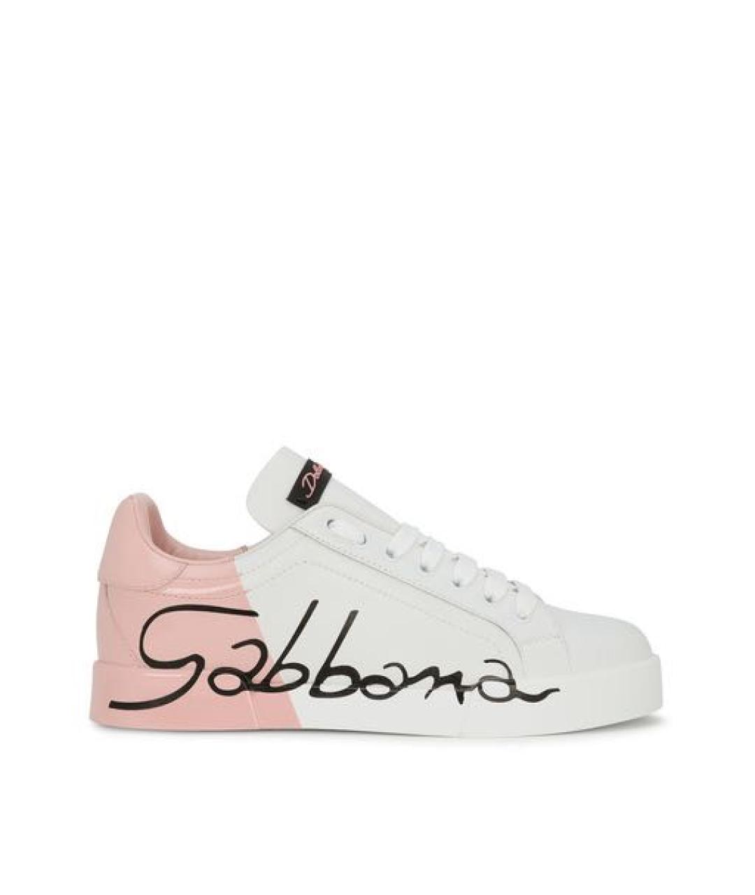 DOLCE&GABBANA Белые кожаные кеды, фото 5