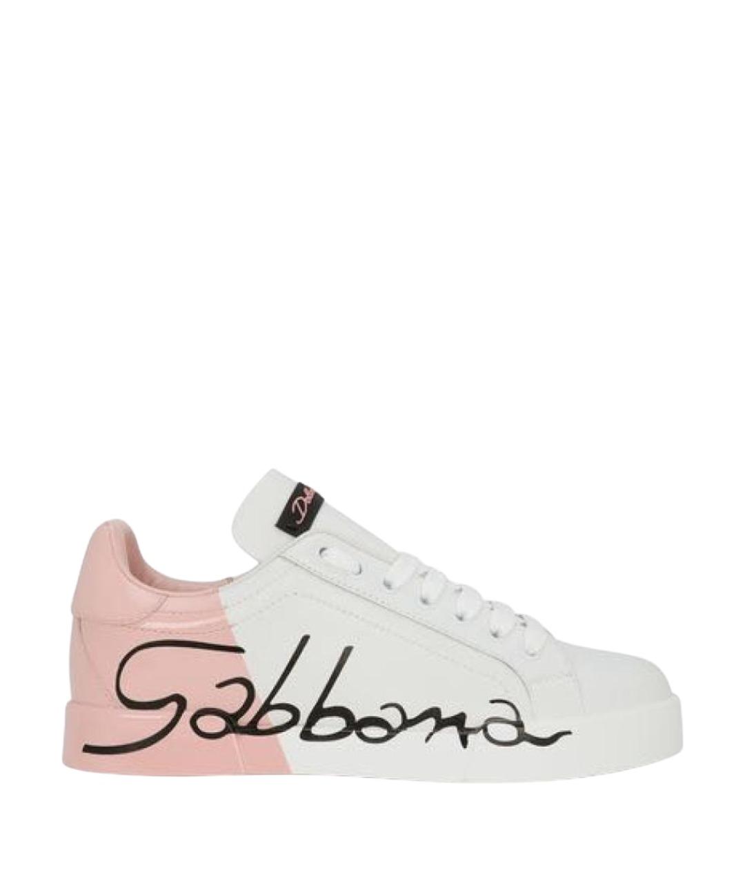 DOLCE&GABBANA Белые кожаные кеды, фото 1