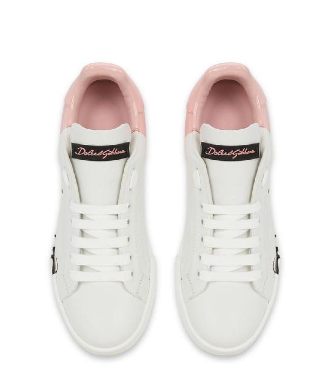 DOLCE&GABBANA Белые кожаные кеды, фото 2