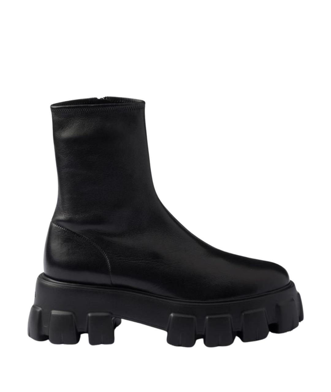 PRADA Черные кожаные ботинки, фото 1
