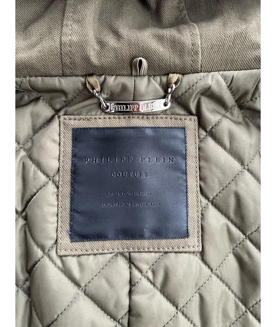 PHILIPP PLEIN Хаки хлопковая парка, фото 3