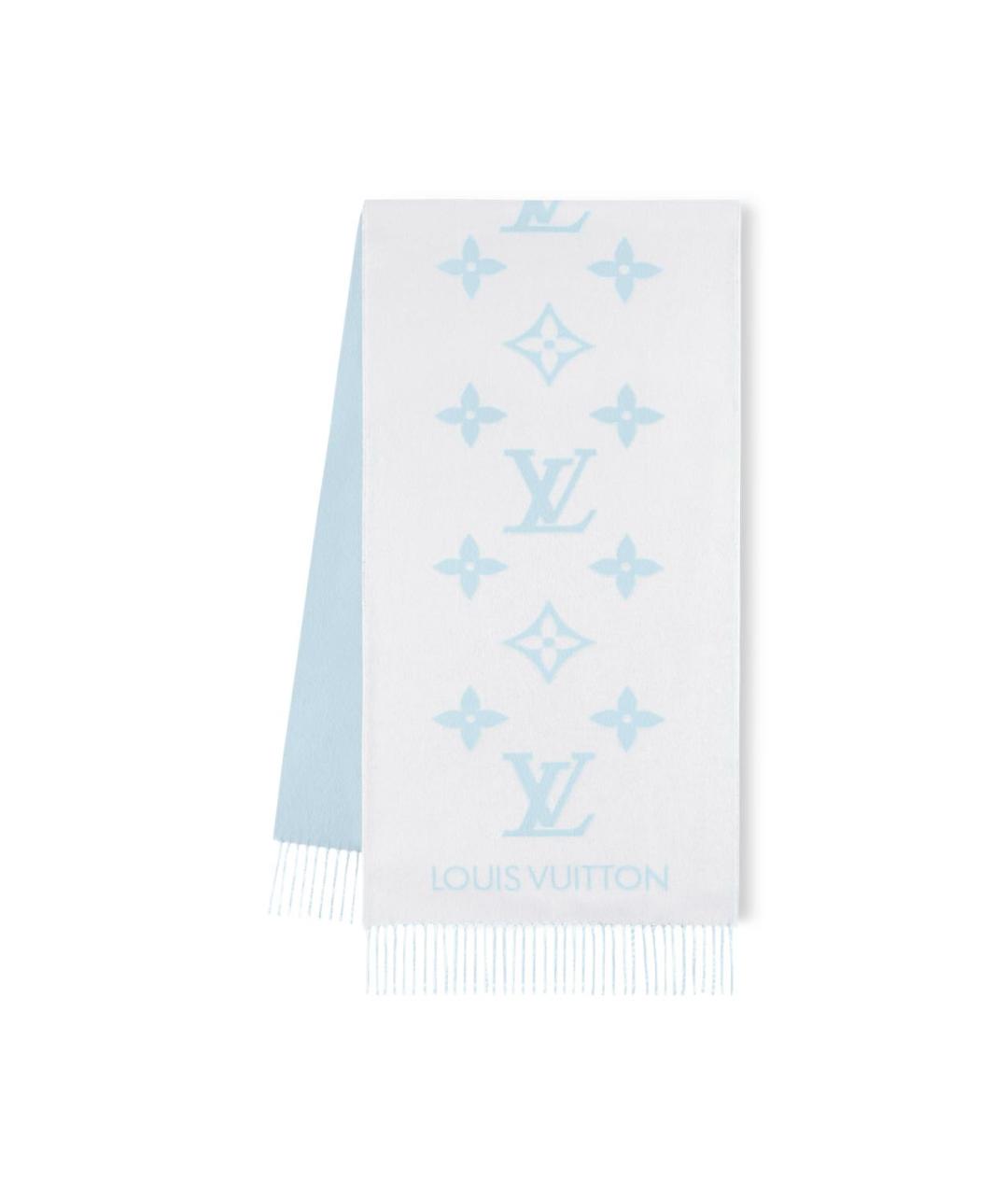 LOUIS VUITTON Голубой кашемировый шарф, фото 1