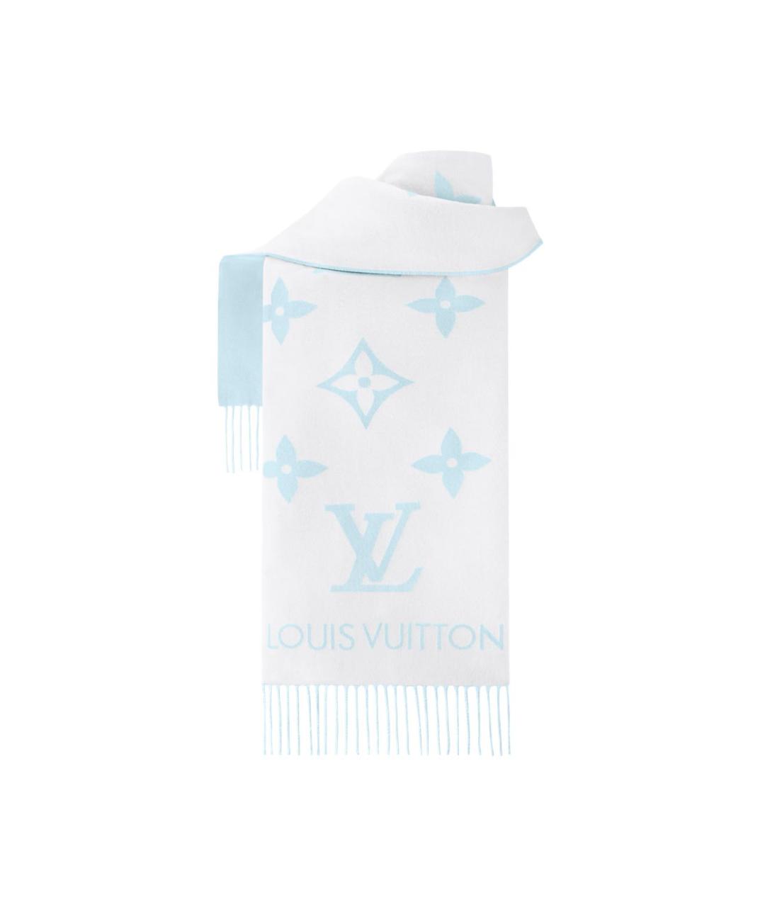 LOUIS VUITTON Голубой кашемировый шарф, фото 2