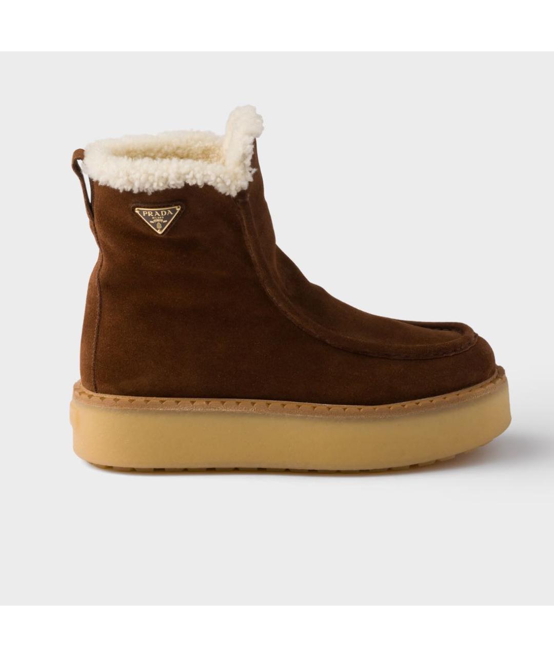 PRADA Коричневые замшевые ботинки, фото 4