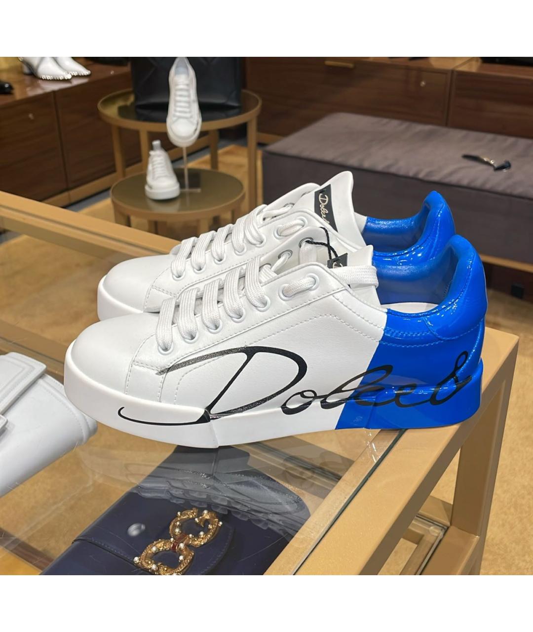 DOLCE&GABBANA Белые кожаные кеды, фото 5