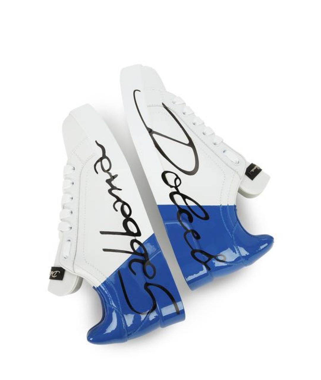 DOLCE&GABBANA Белые кожаные кеды, фото 2