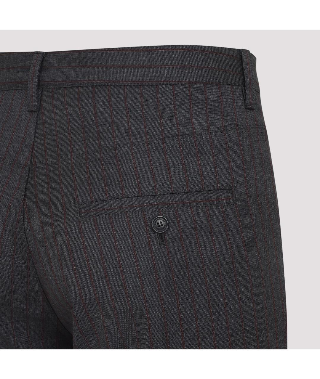 BALENCIAGA Серые шерстяные повседневные брюки, фото 3